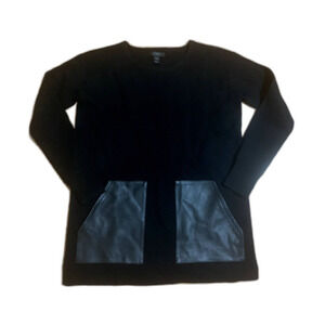 J. Crew Merino wool leather pocket sweater black size XXS